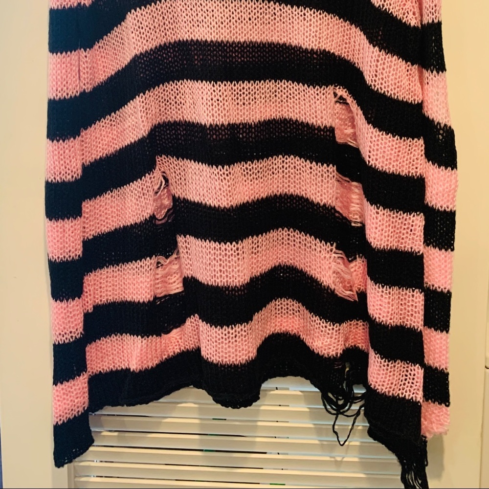Widow Pink/Black Distressed Knit Sweater - Picture 9 of 10